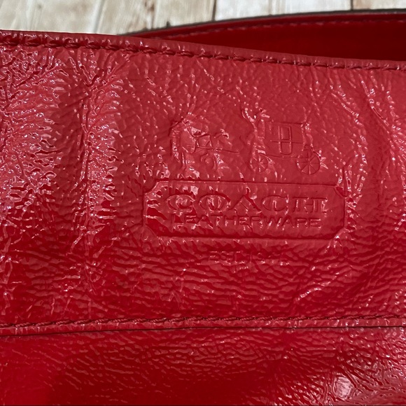 COACH 12776 Zoe Red Patent Leather Large Hobo Bag - Picture 11 of 16